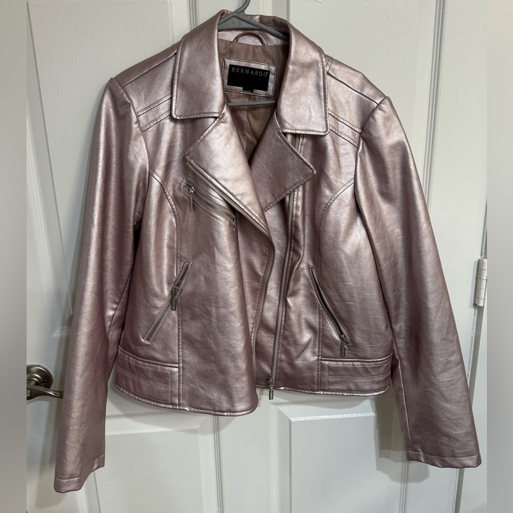 Bernardo metallic leather jacket
